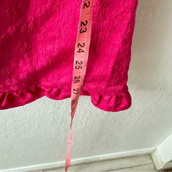 Line & Dot Hot Pink Penelope Mini Dress Ruffle Sleeve Off Shoulder Floral XS - Picture 10 of 10